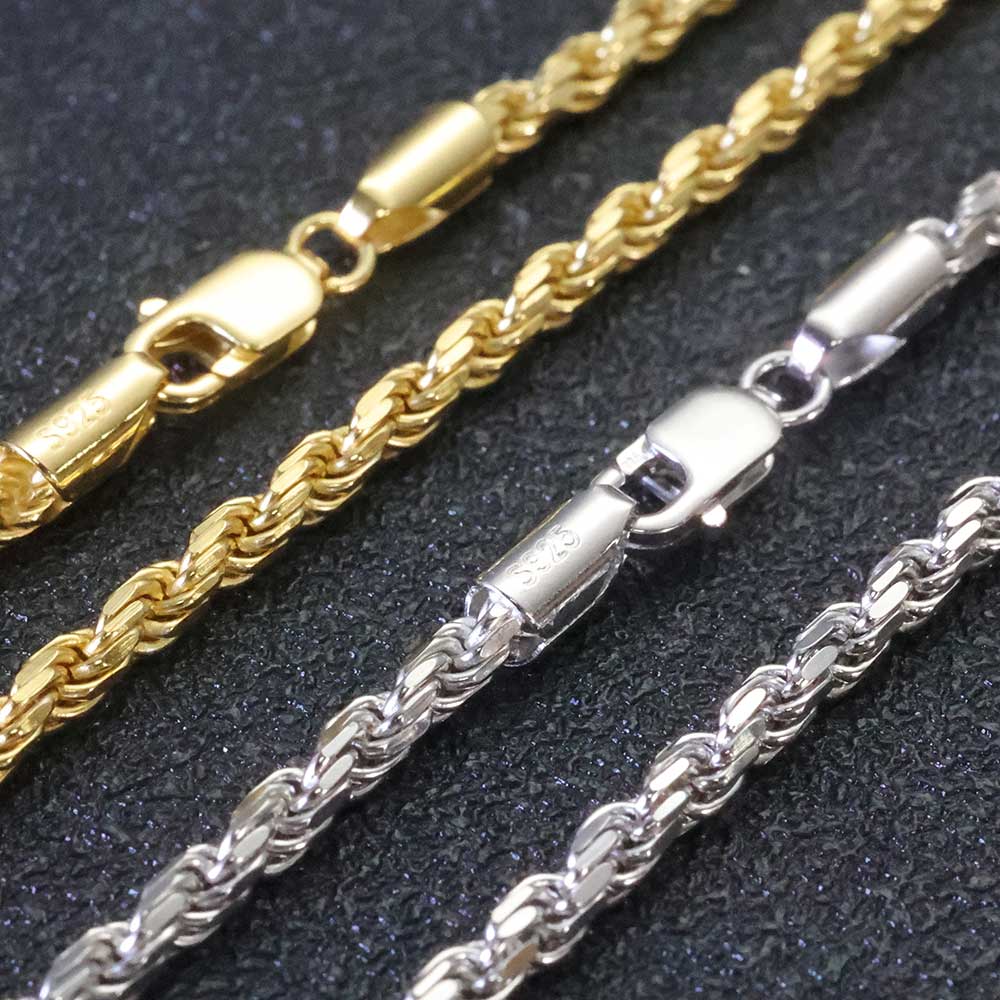 925 Sterling Silver Chain Necklace Men - ESKEEM 3MM/5mm 남성 여성 PVD 18k