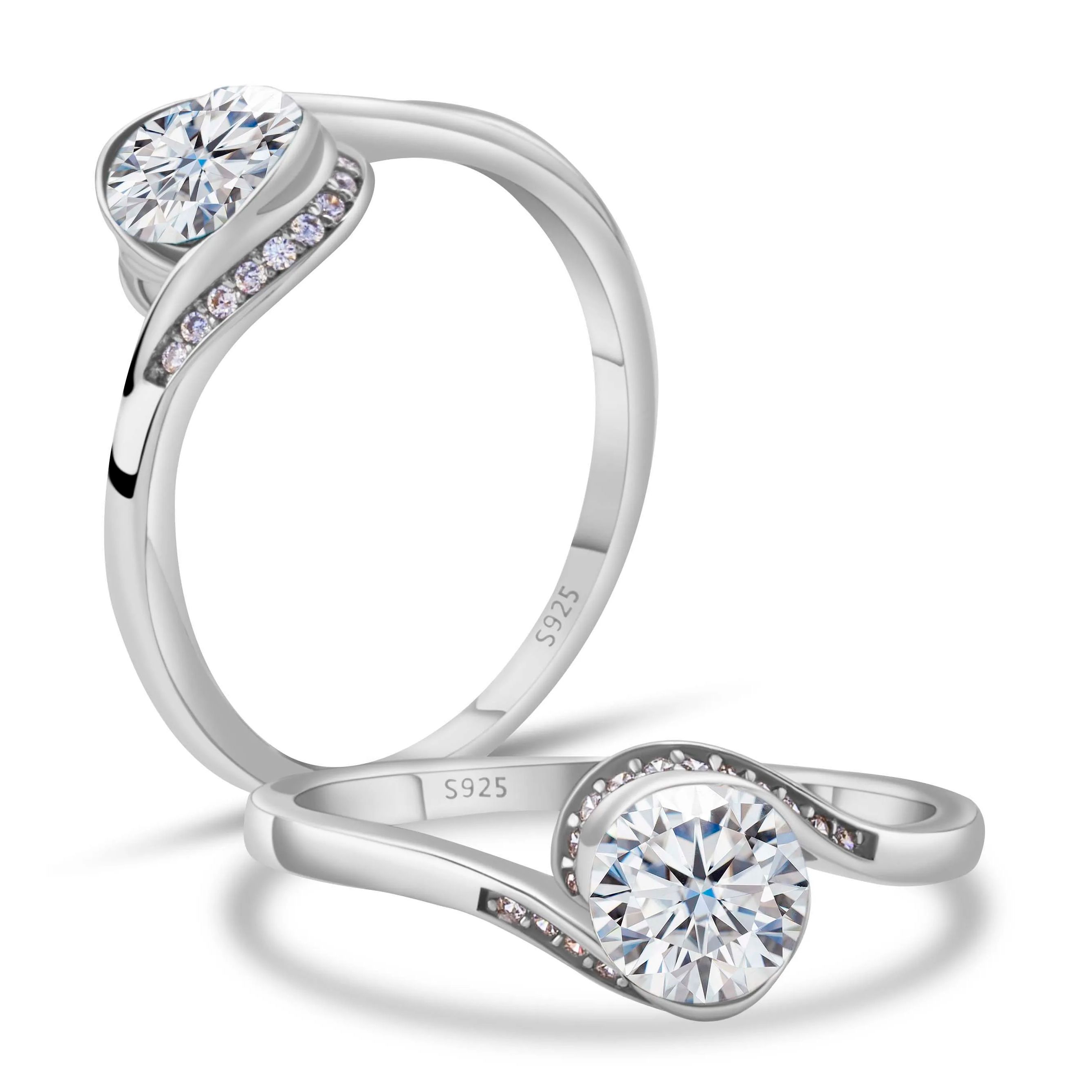 Moissanite Engagement Ring 1 Carat - 여성용 모이사나이트 다이아몬드 반지 고급 1캐럿