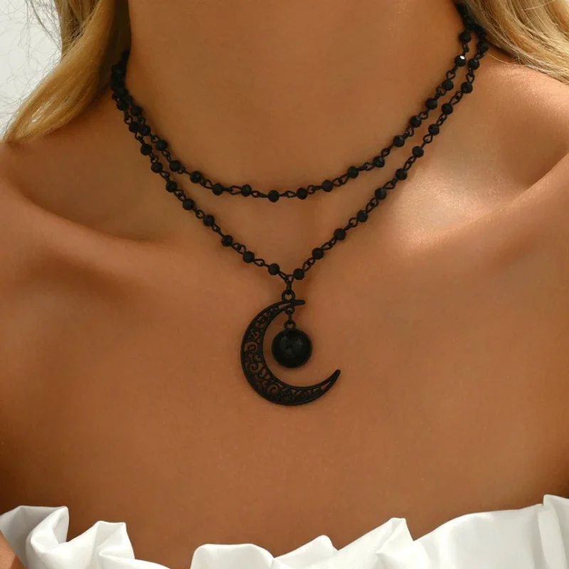 여성을 위한 고딕 스타일의 레이어드 초승달 펜던트 목걸 - Layered Pendant Necklace Aesthetic 리뷰 및 가격