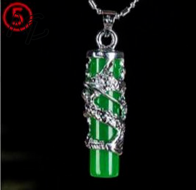 925 실버 중국 녹옥 물방울 펜던트 용 목걸이 비취  - Necklaces 리뷰 및 가격